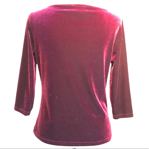 Tapemeasure Polyester Spandex Burgundy Blouse Size S - Picture 9 of 13
